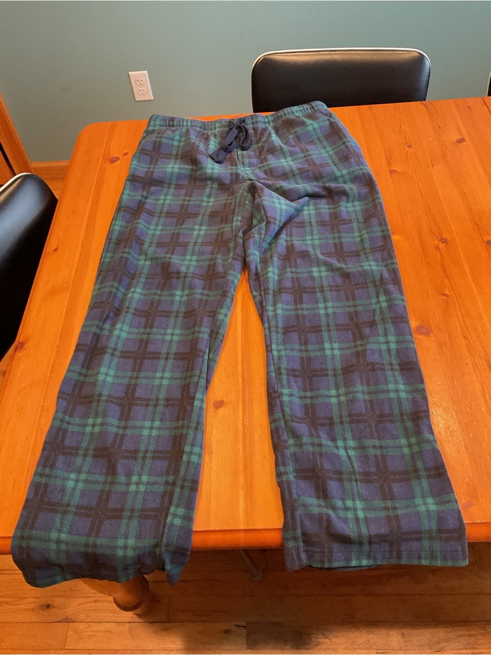 MEN’S CROFT & BARROW PLAID FLEECE PANTS LOUNGE PAJAMA SIZE L NAVY GREEN GRAY BLK - Picture 5 of 9